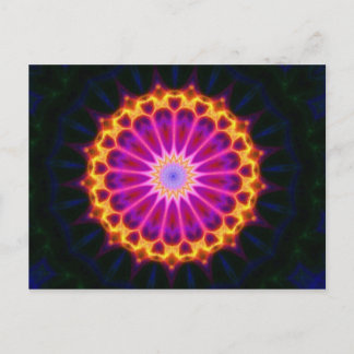 Carte postale Mandala - Jaune et rose