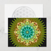 Carte Postale Mandala jaune vert | noir (Devant / Derrière)