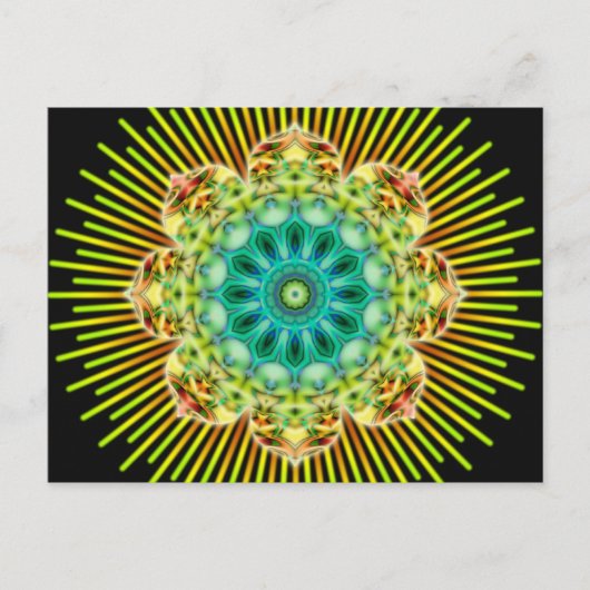Carte Postale Mandala jaune vert | noir (Devant)