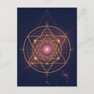 Carte Postale Mandala Lumineux de l'Harmonie Dorée