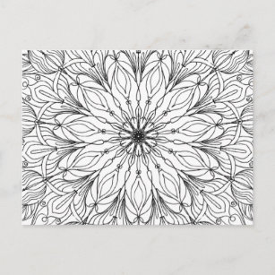 Carte Postale Mandala motif floral colorier motif