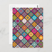 Carte Postale Mandala motif marocain coloré (Devant / Derrière)