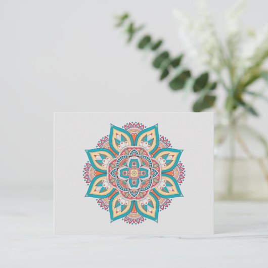 Carte Postale Mandala motif marocain coloré (Debout devant)
