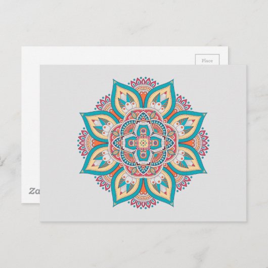 Carte Postale Mandala motif marocain coloré (Devant / Derrière)