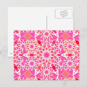 Carte Postale Mandala motif, tons rose et corail (Devant / Derrière)