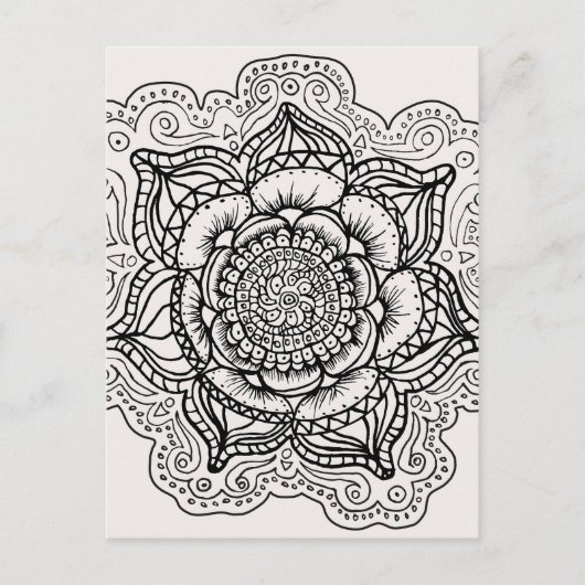 Carte Postale Mandala noir et blanc (Devant)
