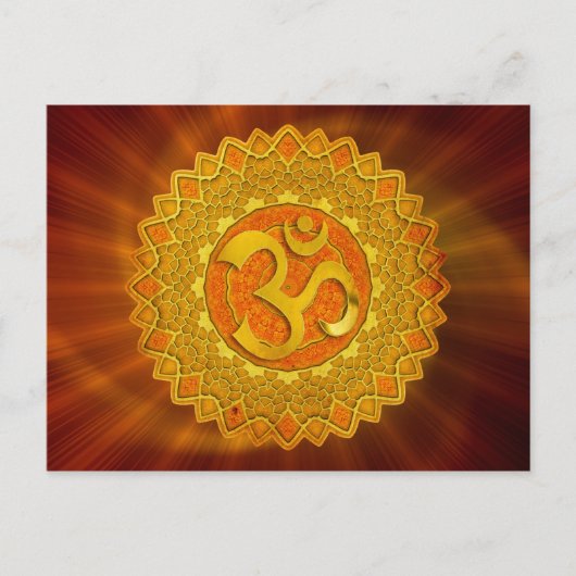 Carte Postale MANDALA OM - orange | rouge brillant (Devant)