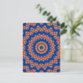 Carte Postale Mandala orange bleu (Debout devant)