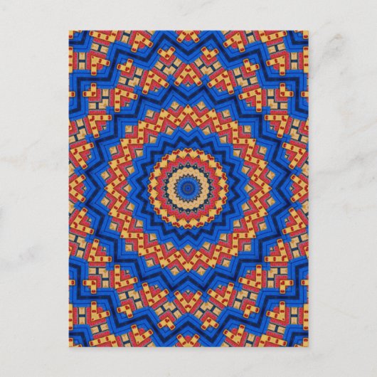 Carte Postale Mandala orange bleu (Devant)