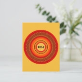 Carte Postale Mandala orange et jaune (Debout devant)