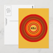 Carte Postale Mandala orange et jaune (Devant / Derrière)