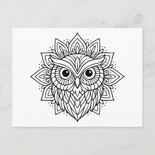 Carte Postale Mandala Owl Head Line Art (Devant)
