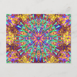 Carte Postale Mandala Psychedelique Hippie Trip Color Splash