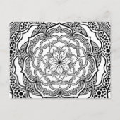 Carte Postale Mandala psychédélique tripant noir et blanc Hippie (Devant)