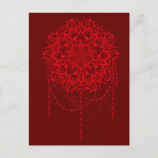 Carte Postale Mandala red maroon indien (Devant)