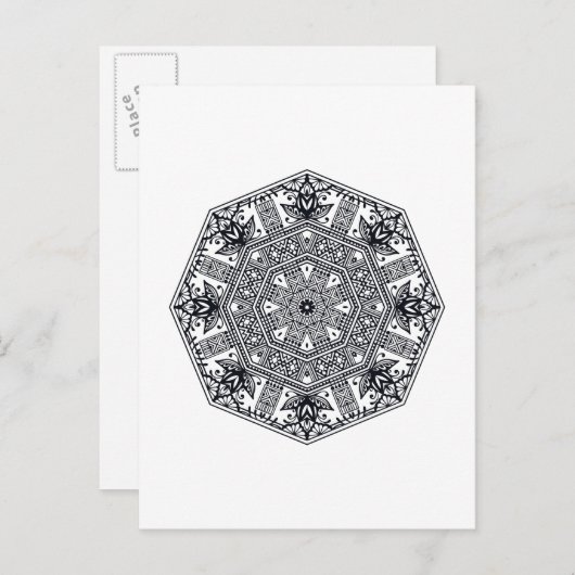 Carte Postale Mandala Round Orament (Devant / Derrière)
