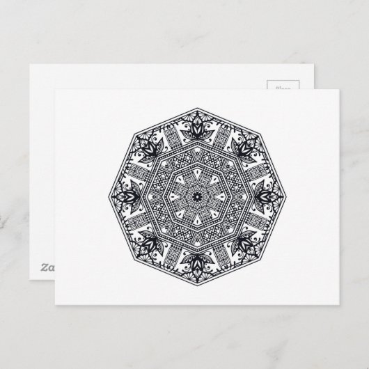 Carte Postale Mandala Round Orament (Devant / Derrière)