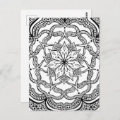Carte Postale Mandala trippy psychédélique hippie noir et blanc (Devant / Derrière)