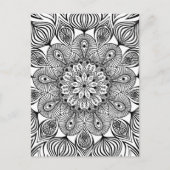 Carte Postale Mandala trippy psychédélique hippie noir et blanc (Devant)