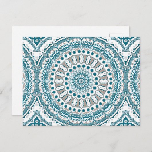 Carte Postale Mandala Turquoise côtier et sable inspirée de l'oc (Devant / Derrière)