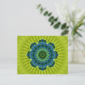 Carte Postale Mandala vert bleu | fleur vert clair (Debout devant)