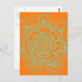 Carte Postale Mandala vert orange (Devant / Derrière)