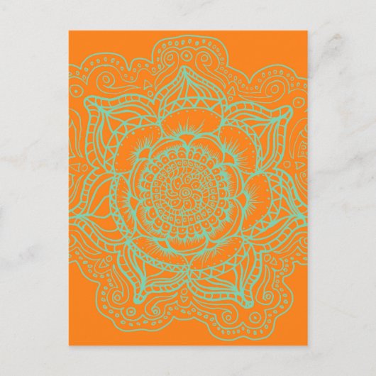Carte Postale Mandala vert orange (Devant)