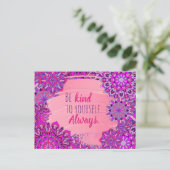 Carte Postale Mandalas florales rose violet motivationnel (Debout devant)