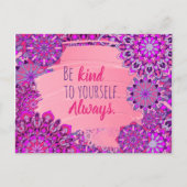 Carte Postale Mandalas florales rose violet motivationnel (Devant)