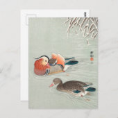 Carte Postale Mandarin Canards Peinture par Ohara Koson (Devant / Derrière)