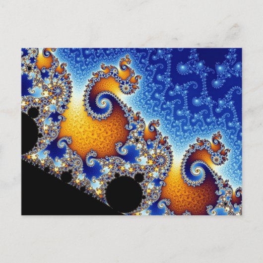 Carte Postale Mandelbrot bleu double spirale fractale (Devant)