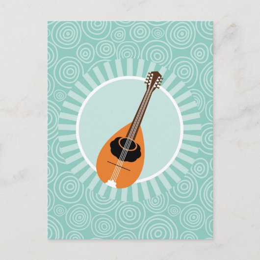 Carte Postale Mandolin Fun Tourbillon Turquoise Musique (Devant)