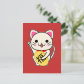 Carte Postale Maneki Neko - Chat Chanceux (Debout devant)