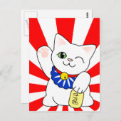 Carte Postale Maneki Neko Chat Lucky (Devant / Derrière)