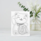 Carte Postale maneki neko grey (Debout devant)