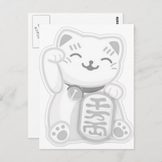 Carte Postale maneki neko grey (Devant / Derrière)