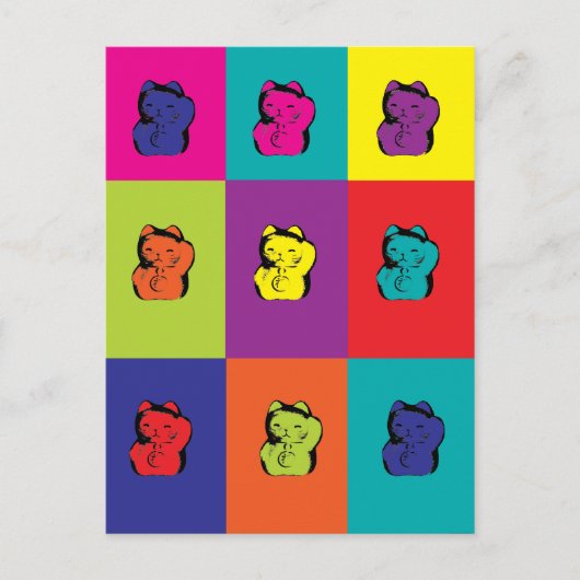 Carte Postale Maneki Neko Kitty Pop Art (Devant)