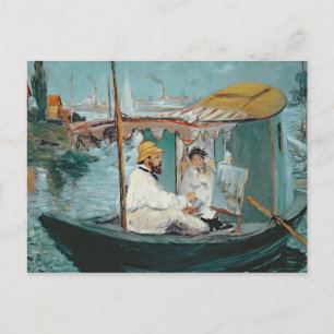 Carte Postale Manet Monet dans son studio flottant, 1874