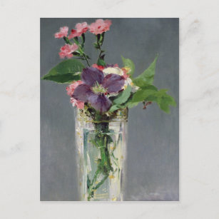 Carte Postale Manet   Pink and Clematis in a Crystal Vase, 1882