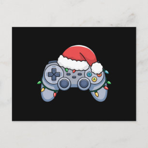 Carte Postale Manette de jeu vidéo chapeau de Noël Santa Gamer
