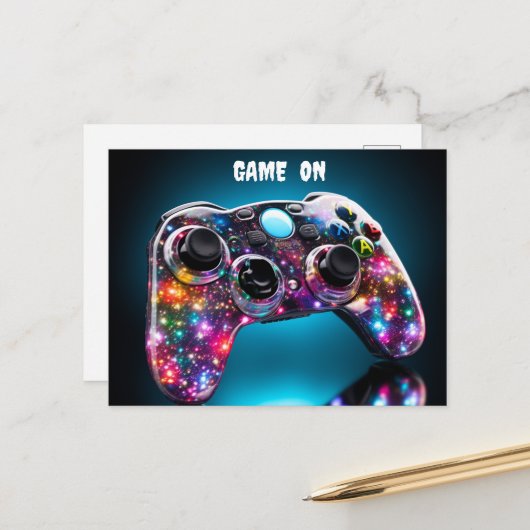 Carte Postale Manette vibrante Game On (Devant/Arrière en situation)