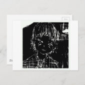 Carte Postale manga d'anime projet quotidien noir (Devant / Derrière)