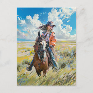 Carte Postale Manga Horseback Aventure dans les Alpes