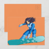 Carte Postale Manga Snowboarder Girl (Devant / Derrière)