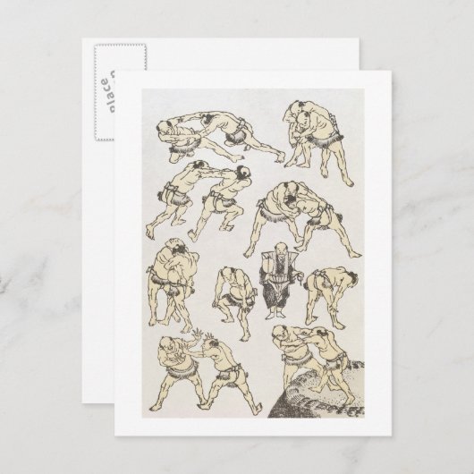 Carte Postale Manga: studies of gestures and postures of wrestle (Devant / Derrière)