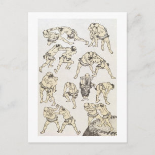 Carte Postale Manga: studies of gestures and postures of wrestle