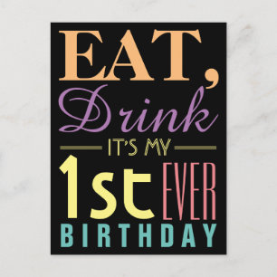 Carte Postale Mange, Bois C'est ma 1ère invitation anniversaire
