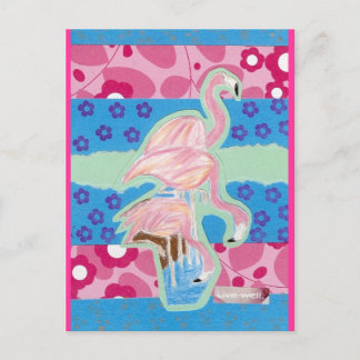 Carte Postale Mange, Bois, Sois Heureux Flamants roses