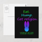 Carte Postale Mange Hump Religion Lapin Cosmique (Devant / Derrière)