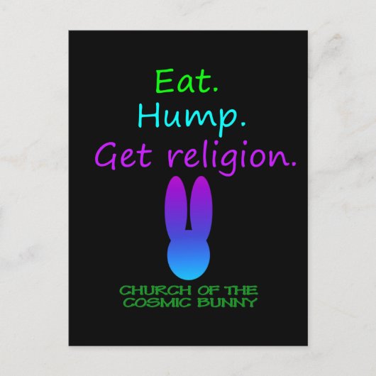 Carte Postale Mange Hump Religion Lapin Cosmique (Devant)